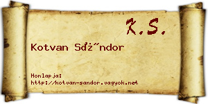 Kotvan Sándor névjegykártya